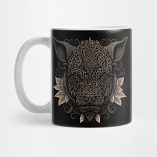 rhinoceros decorated with Javanese ornaments Mug